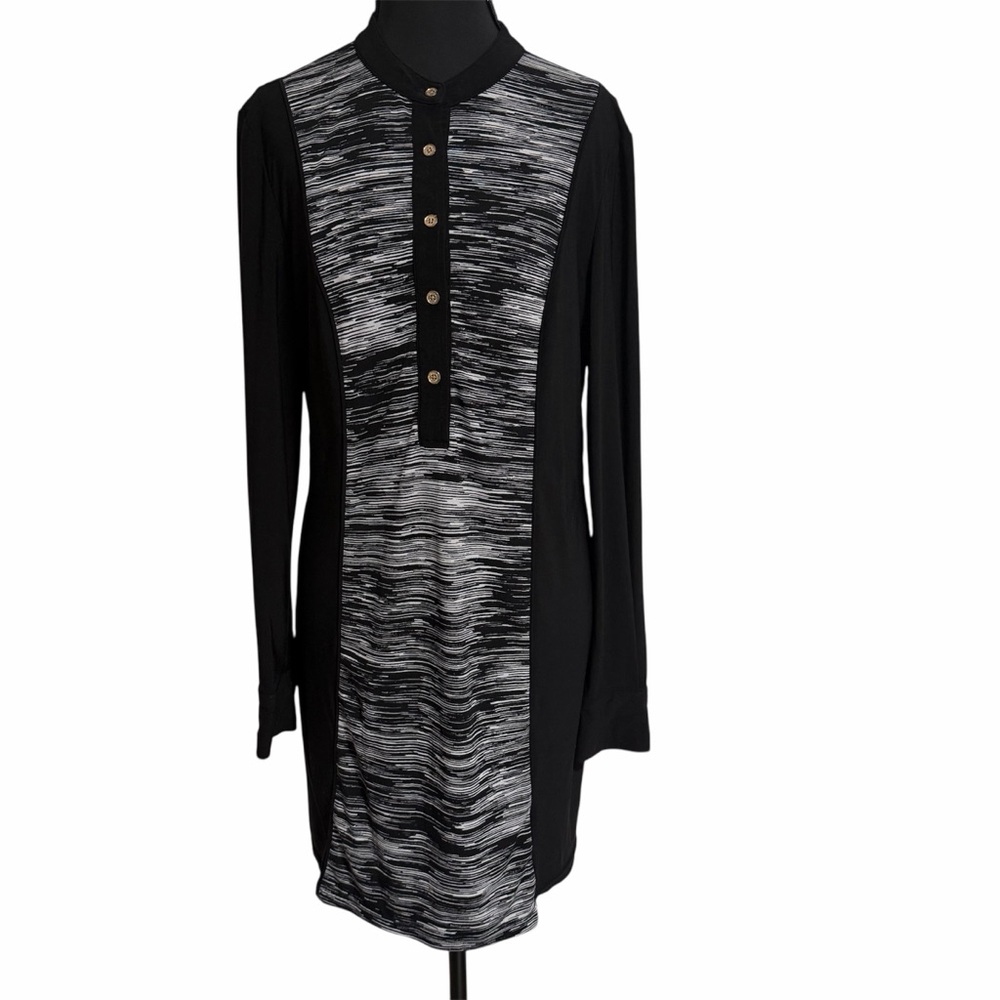 Calvin Klein Black & White Panel Dress Long Sleeve Size M